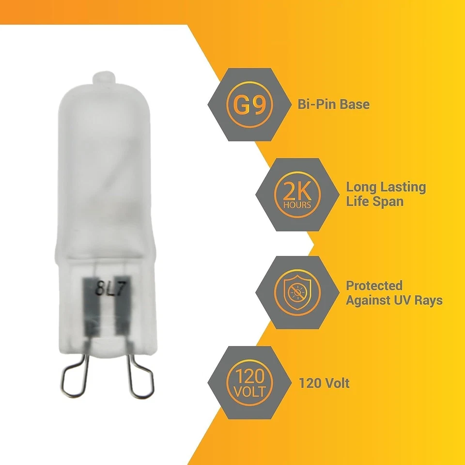 12Pack Q40 Single Ended T3.5 Bulb, G9 Wire Style Frosted Glass, 3200K, 40W 350LM - Image 2 of 4