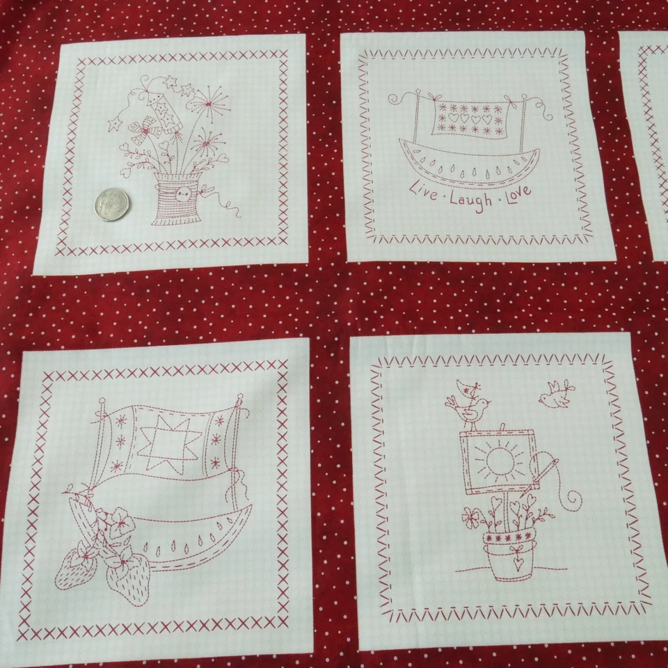 Panel de tela Maywood Summertime rojo Americana Cottagecore bloques tramposos 27"x45 Foto 3 de 4
