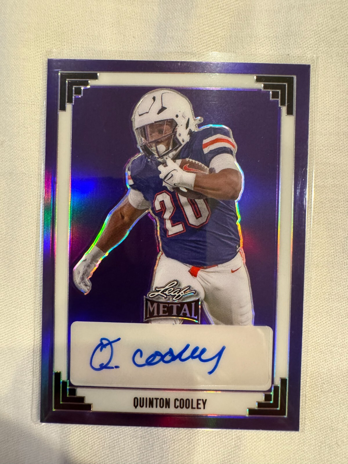 2024 Leaf Metal Quinton Cooley Purple Prismatic 1991 Auto /8 Liberty Flames