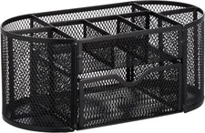 Amazon Basics Mesh Desk Office Organizer, Black, 9.25" x 4.53" x 3.94", Black 
