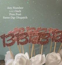 24 Glitter Birthday Cake  Numbers Cupcake Toppers Any Age Any Colour Any Number