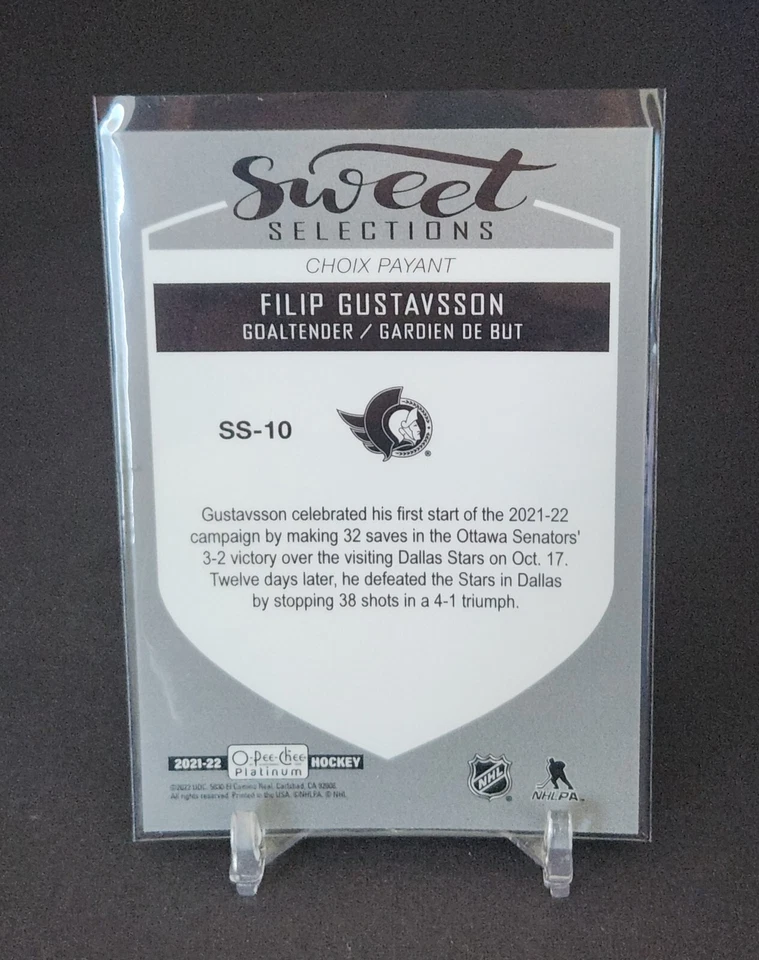 Filip Gustavsson 2021-22 O-Pee-Chee Platinum Sweet Selections RC Auto #SS-10 - Image 2 of 2