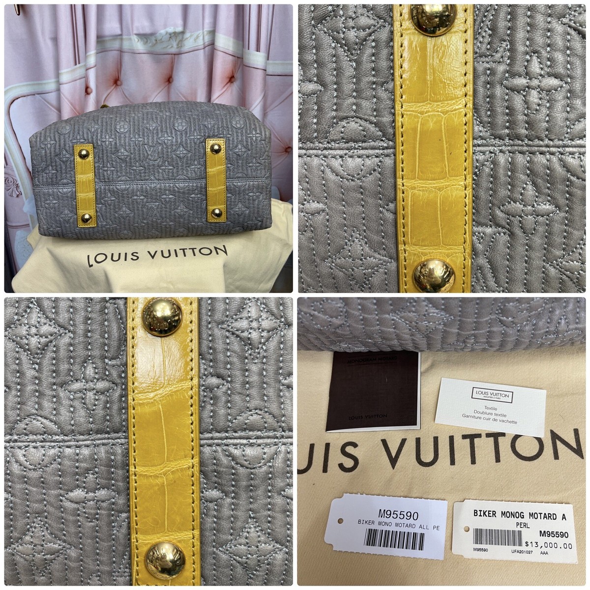 LOUIS VUITTON Monogram Motard Alligator Biker Perl/Yellow