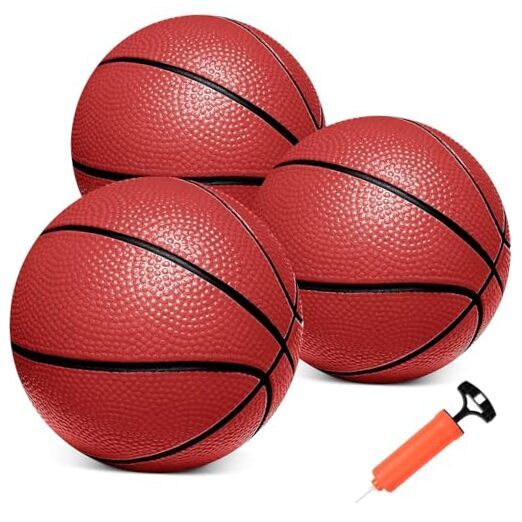 Mini Basketballs,3 Pack 6" Small Basketball Set with Pump Durable PVC