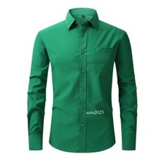 Men's Stretch Slim Fit Button Up Long Sleeve Solid Color Dress Shirt Formal Tops