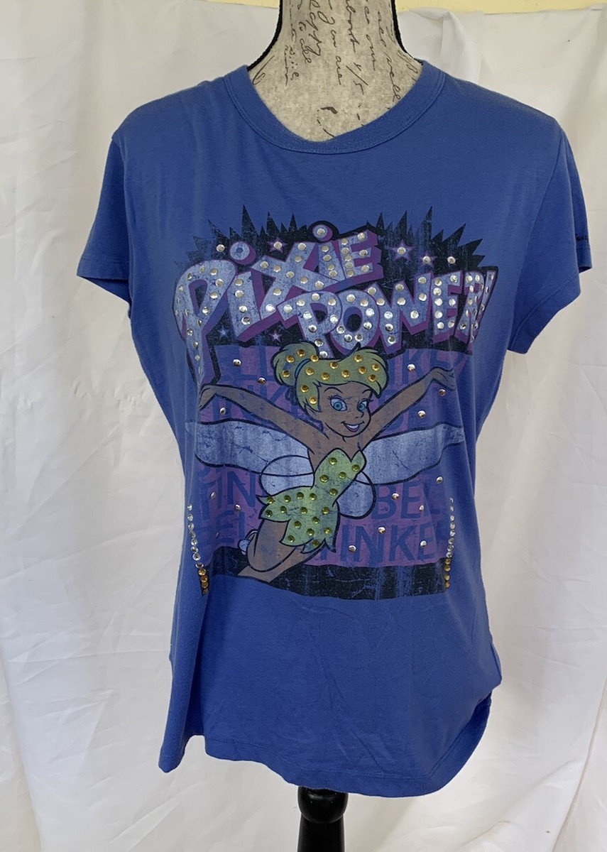 Walt Disney World Women's L Top Tinker Bell PIXIE POWER RHINESTONES Blue View 4