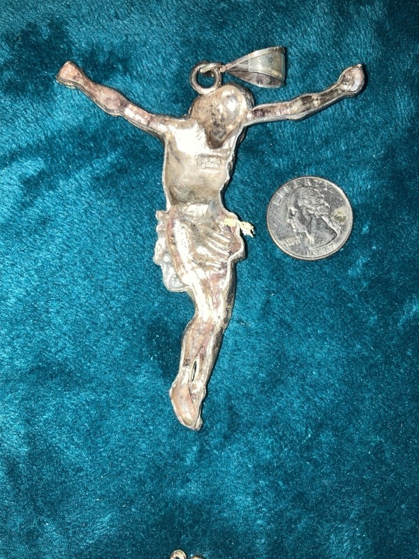 Sterling Silver Jesus Body Pendant Large  Silver Plated