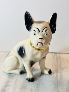Large Vintage Boston Terrier or French Bulldog figurine statue 6-1/2 in tall