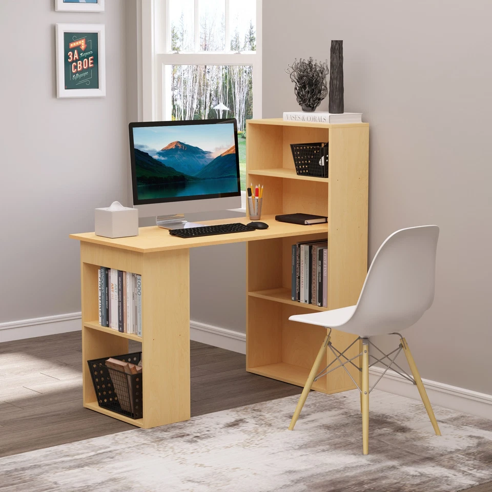 Scrivania Computer con Libreria Salvaspazio Tavolo da Pranzo per Ufficio Studio - Immagine 3 di 4