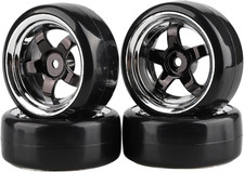 Plating 5-Spoke 12Mm Hub Wheel Rims with Hard Plastic Tires for RC 1:10 Drift Ca