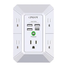 Wall Charger, Surge Protector, QINLIANF 5 Outlet Extender with 4 USB Charging...