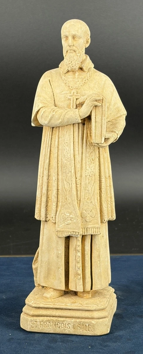 Statue Religieuse Ancienne En Plâtre – Saint Albert De Sicile – Vintage Rétro – Occasion