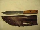 USA made J. Russell & Co. Green River Works  10-3/8" knife with leather sheath