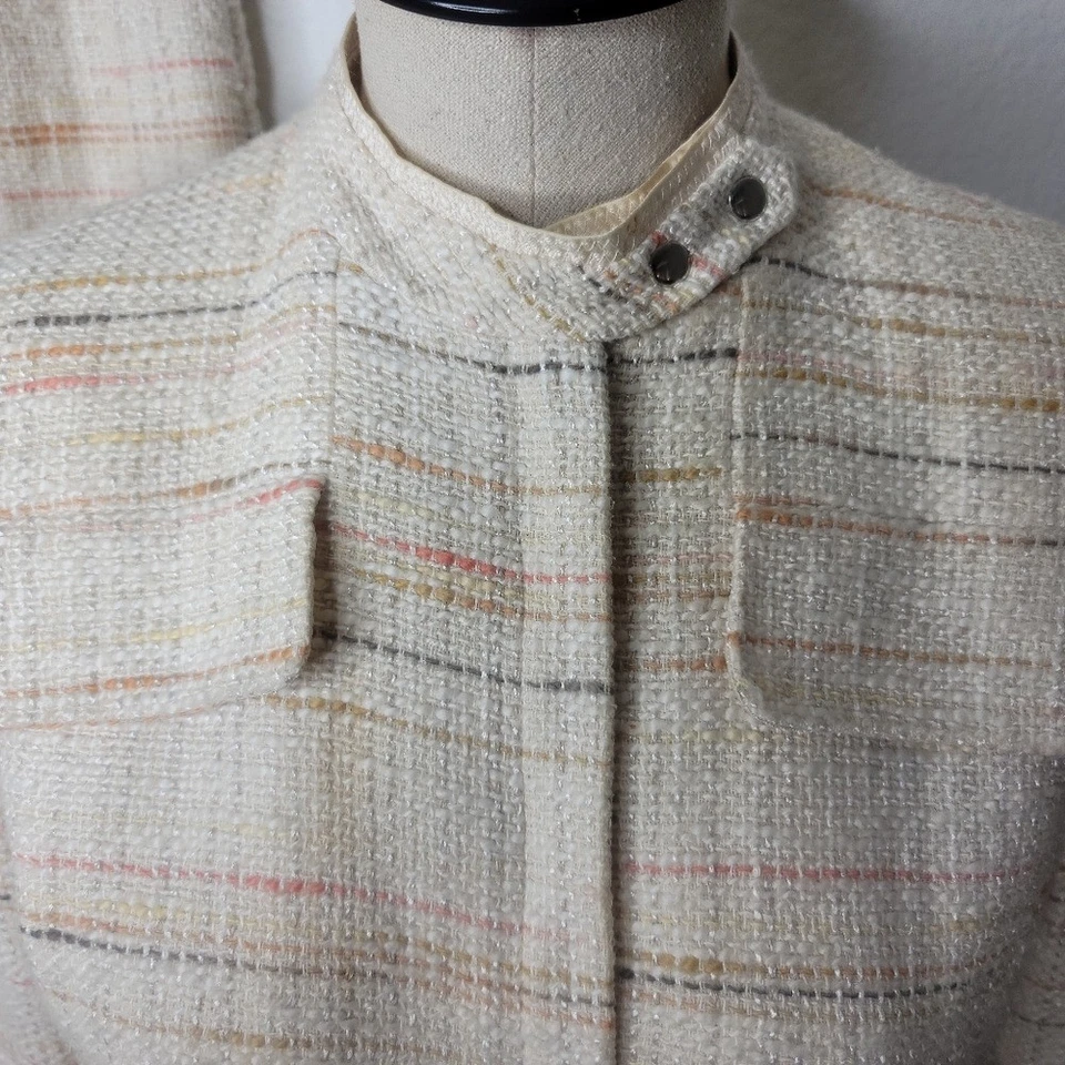Conjunto Micro Traje Anne Klein Crema Tweed Boucle Talla 2p Foto 2 de 4