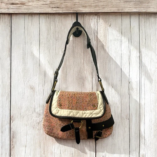 Gap Pink Tweed Retro Purse with Western Style Horses Interior