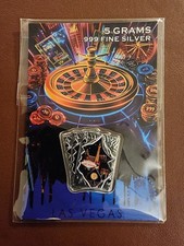 Fine Silver 5G Art Bars Las Vegas Aces Poker Cards Design Sealed .999 Silver