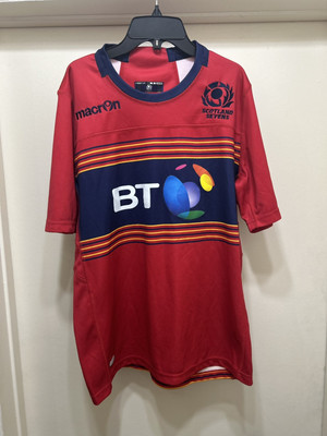 Macron Scotland Sevens Rugby Jersey Shirt Mens Size Medium Embroidered Blokecore