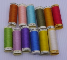 MIXED LOT OF 12 GUTERMANN GERMANY POLYESTER THREAD SPOOLS, MULTIPLE COLORS