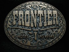 OJ11143 VINTAGE 1970s FRONTIER HOTEL LAS VEGAS BRASSTONE BELT BUCKLE
