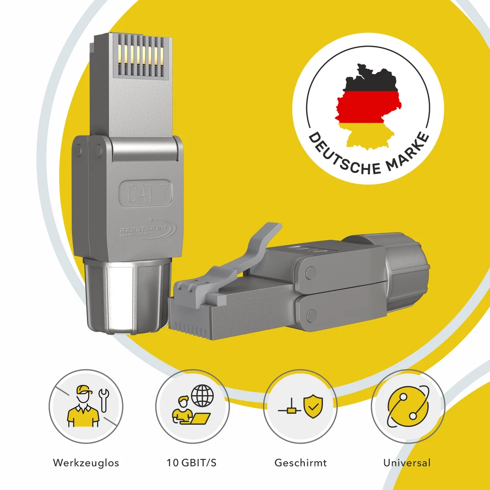 RJ45 Stecker CAT7 Netzwerkstecker Werkzeuglos Verlegekabel LAN Ethernet Kabel - Bild 2 von 4