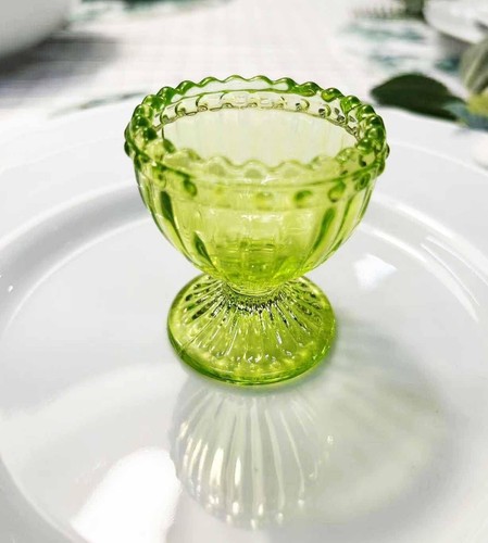 Green Glass Easter Egg Cup for Soft or Hard Boiled Holder - Set of - Picture 4 of 8
