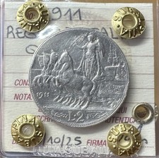 REGNO D' ITALIA 2 LIRE QUADRIGA 1911 RARA sigillata BB SUBALPINA