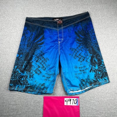 MMA Elite Shorts XL Blue Graphic Training Lightweight Fighting Mens