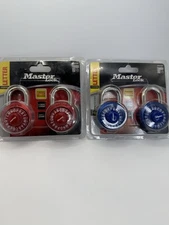 Lot Of 2 Master Lock Combination Padlocks Combination Lock Blue/Red