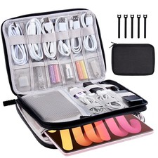 CNPOP Electronics Organizer Travel Case Cord Cable Charger Medium, A-black