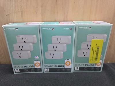 Lot Of 3 Merkury Smart Wi-Fi Plug, Compatible W Alexa & Google, 3 Pack, 15 Amp