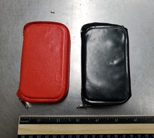 Pair of 2 Zip Up Coin Purse Pocket Size 2.5" x 4" Black and Red with Insert