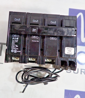 Eaton BR320ST 20 AMP 240V 3 Pole 3 Phase Plug in 120V Shunt Trip Circuit Breaker