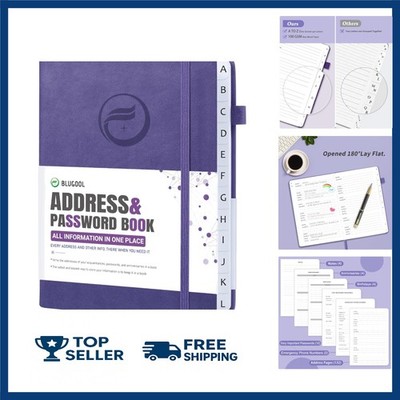 Address Book with Alphabetical Tabs, Hardcover Password Book, Small Address Orga