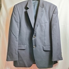 CHAPS Ralph Lauren Pure New Wool Blazer Sz 42R Navy Blue Classic Structured EUC