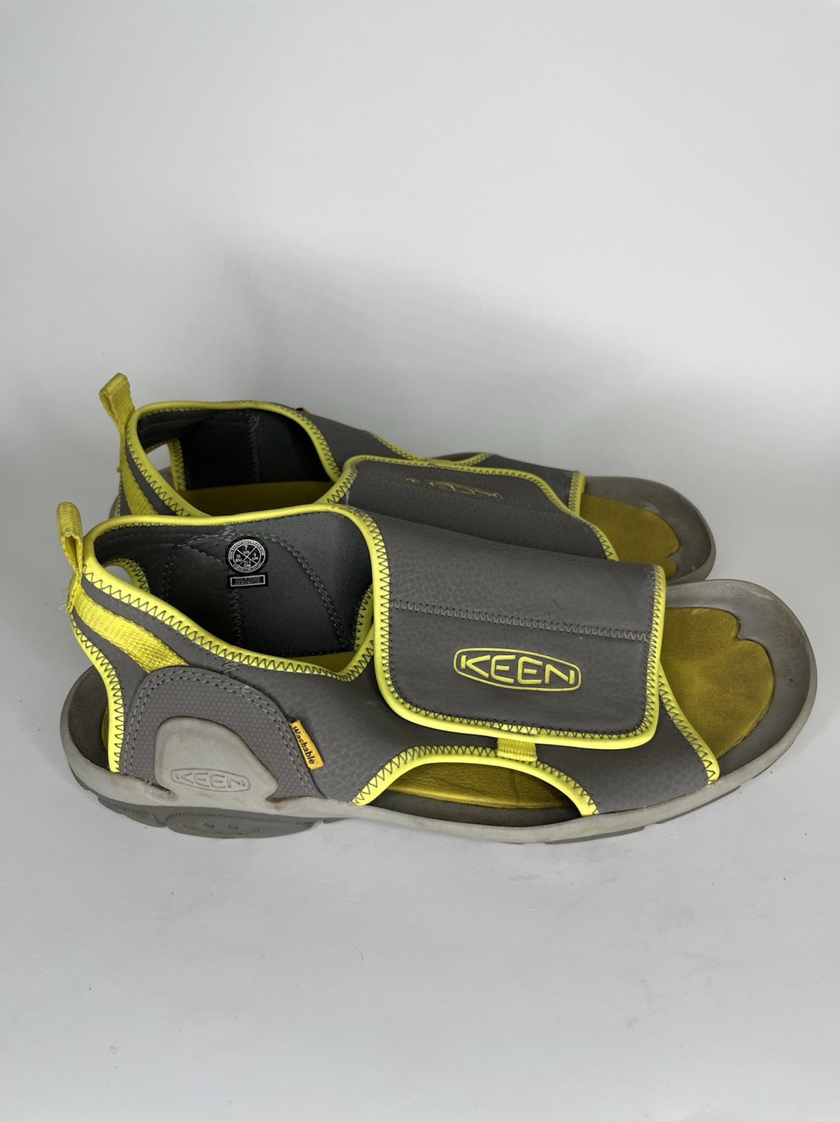 Sandali Keen Uomo Taglia 7 Grigio Giallo Sintetico Comodi da Passeggio