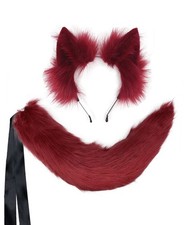 Agymo Oversize Claret Red Fox Ears and Tail Sets, Furry Oversize,