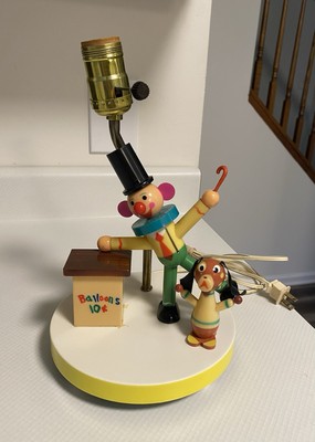Whimsigoth  Vintage Clown Nursery Lamp No Balloons Working Collectible 1960