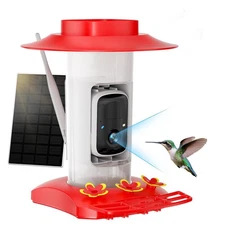 Hummingbird Feeder with Camera for Outdoors, 2K Solar Powered Smart Bird Feed...