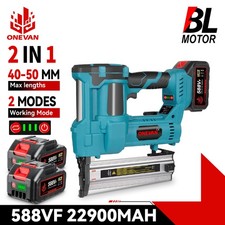 Cordless Staple Gun Nail Gun 2 in 1 Electric Brad Nailer/Stapler with 2 Battery