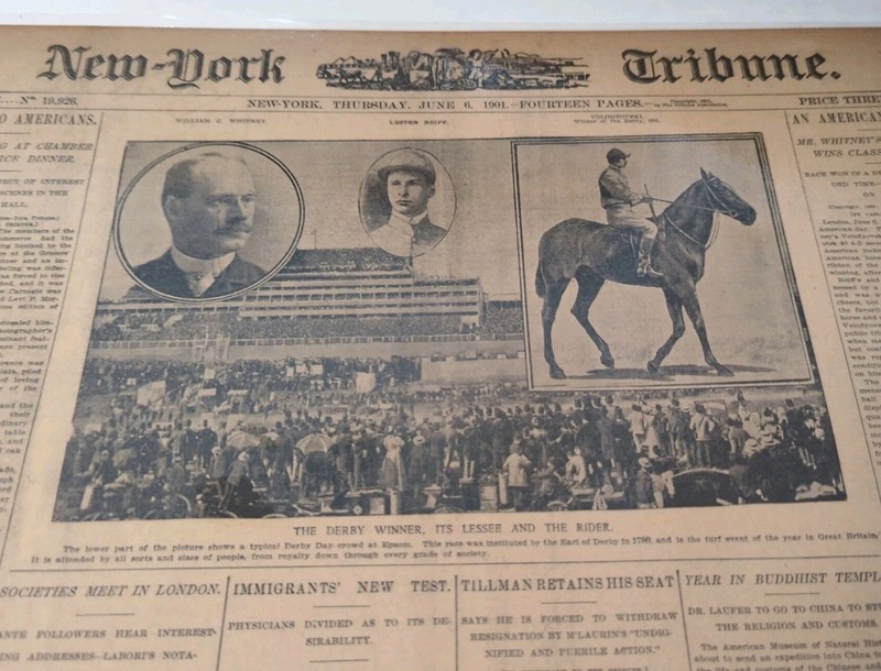 JUNE 6, 1901 NEWSPAPER PAGE #2245-  VOLODYOVSKI WINS THE EPSON DERBY 