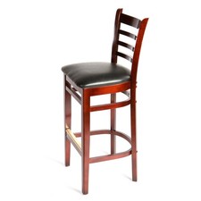 Oak Street Mfg Ladderback Mahogany Wood Barstool w/Black Vinyl Seat