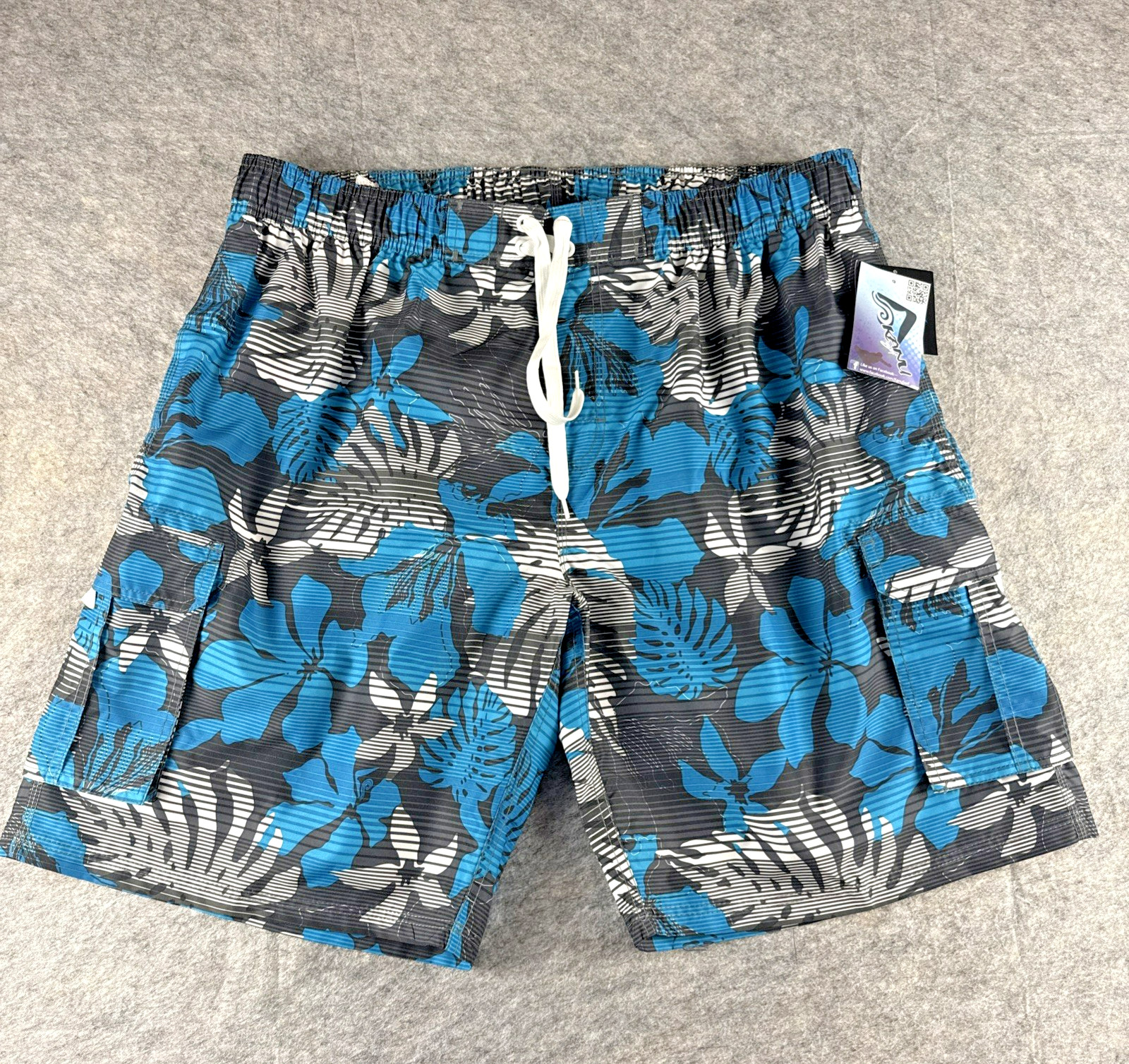 New mens kanu surf barracuda floral swim trunks 3x quick dry mesh lined cargo