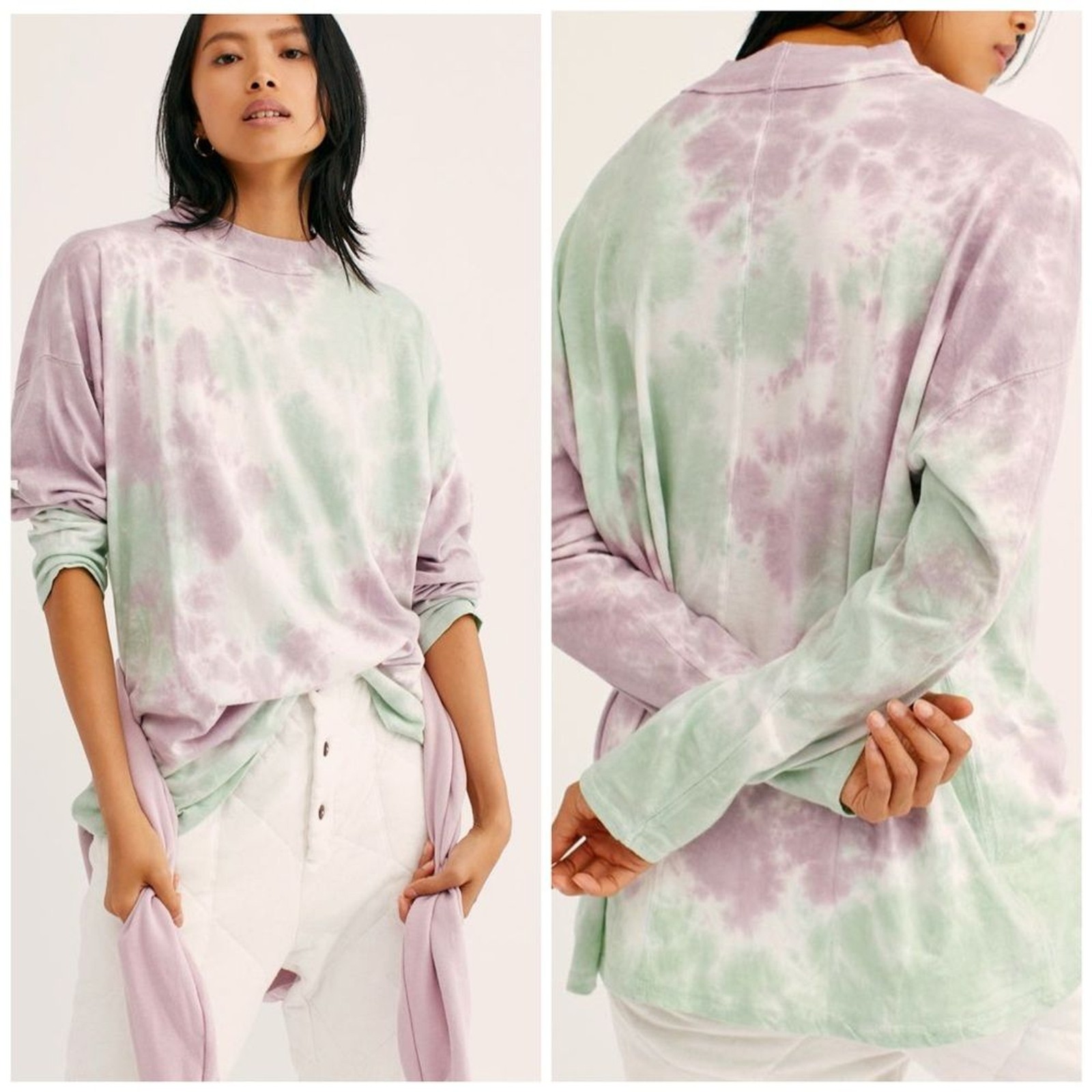 Free People We The Free Tie Dye Long Sleeve Cotton Tee Small