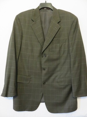 Samuelsohn Mister Guy Super 120s Wool Size 44 Sport Coat Blazer Windowpane Brown