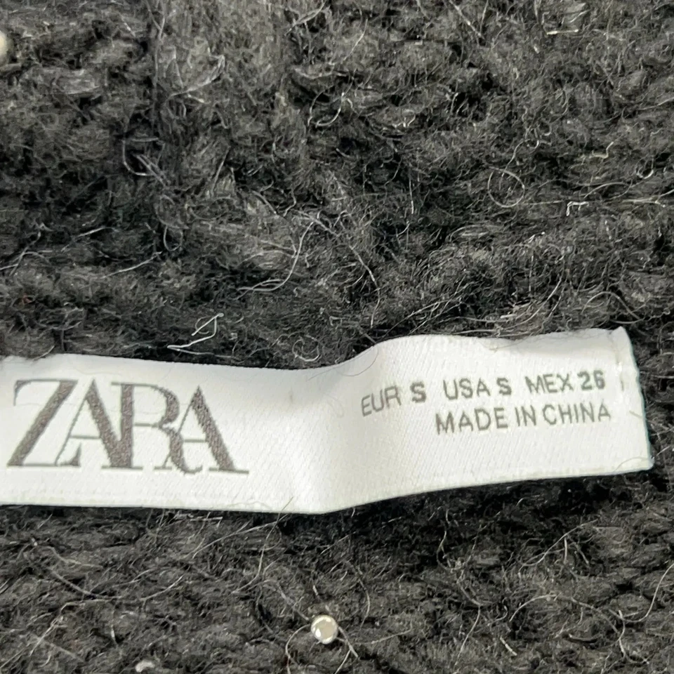 Zara, sweat à capuche, taille : S, noir, acrylique/polyamide/polyester/laine ... - Photo 3/4
