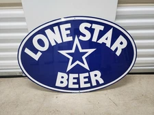 1987 Lone Star Beer  " National Beer of Texas" Blue Shield 36x24 Vintage