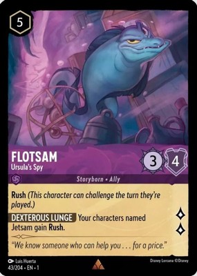 4x Flotsam - Ursula's Spy - 43/204 - Rare NM-Mint Disney Lorcana: The First Chap