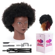 100% African Mannequin Head Human Hair, 4C Afro Curly Cosmetology, 10" Natural B