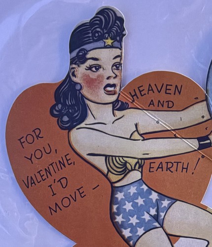 Wonder Woman Vintage Valentines Card 1940s Golden Age 