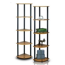Furinno Turn-N-Tube 5-Tier Corner Multipurpose Display Shelves- Light Cherry ...